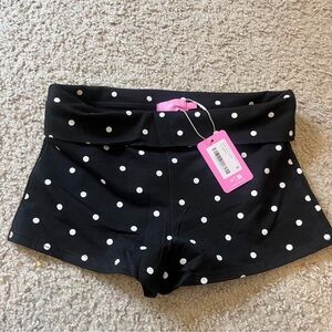 Edikted Y2K Low Rise Black and White Polka Dot Fold over Micro Shorts NWT